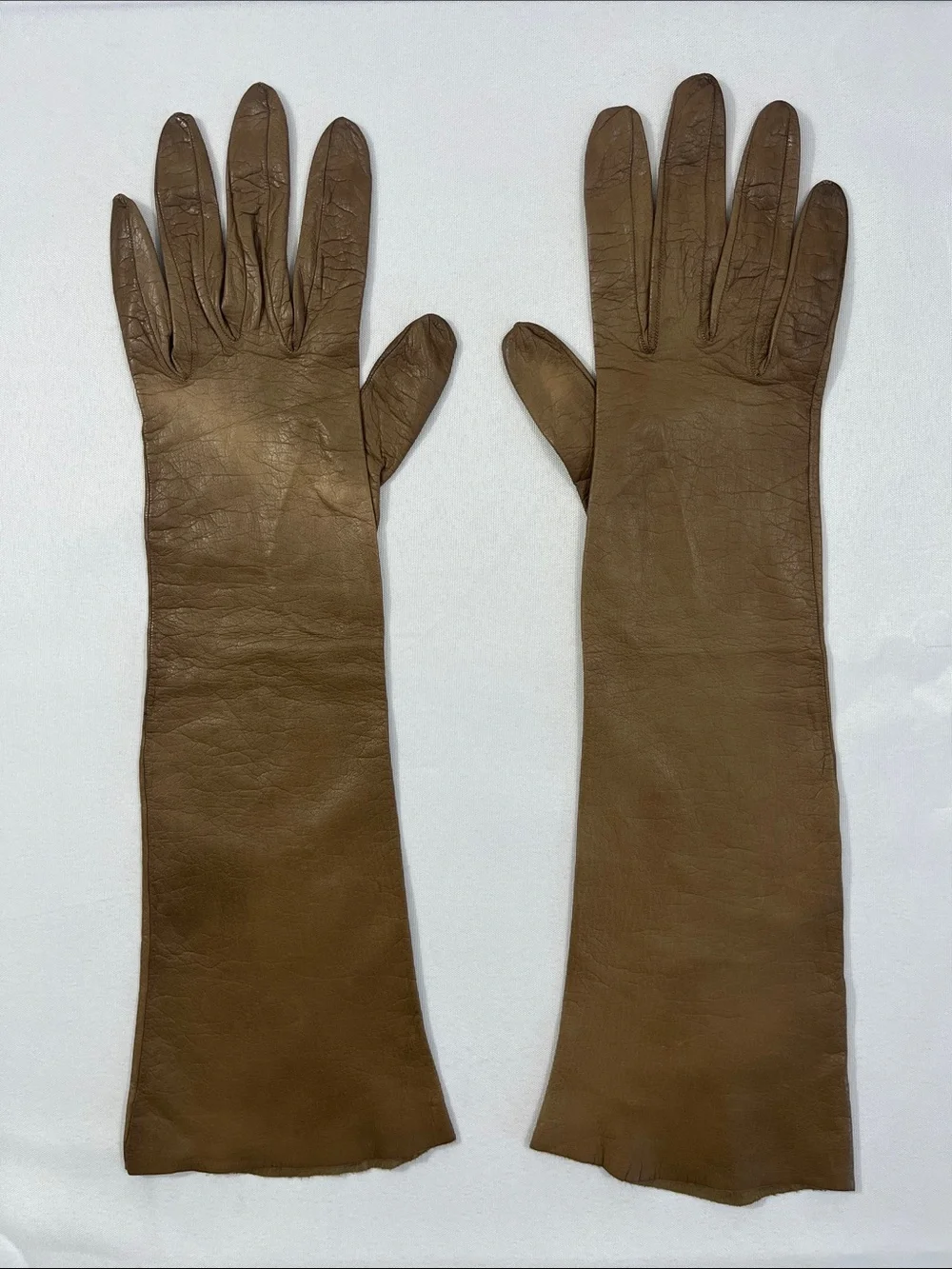 Lionel Le Grand VTG Long Leather Women's Gloves - Brown